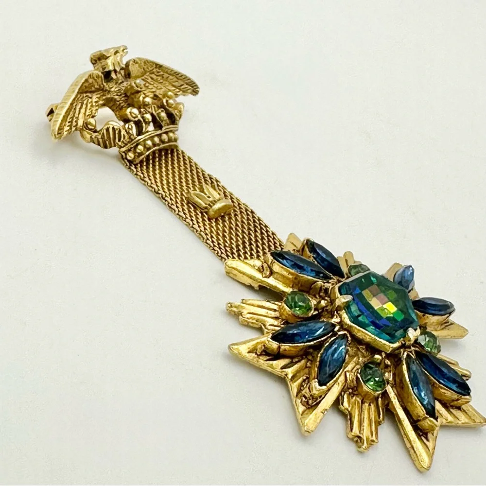 Vintage Florenza Military Style Maltese  Cross Gold Tone Brooch Pin